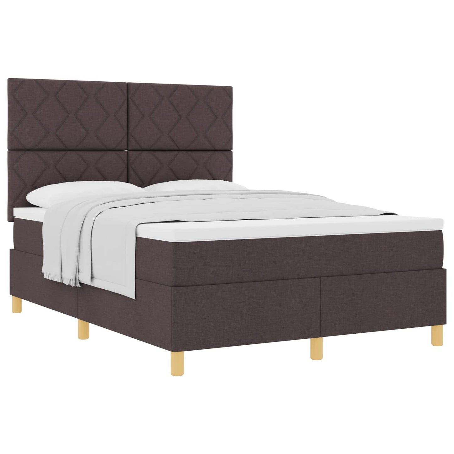 Boxspringbed met hoofdeinde Donkerbruin 140 x 200 cm Stof