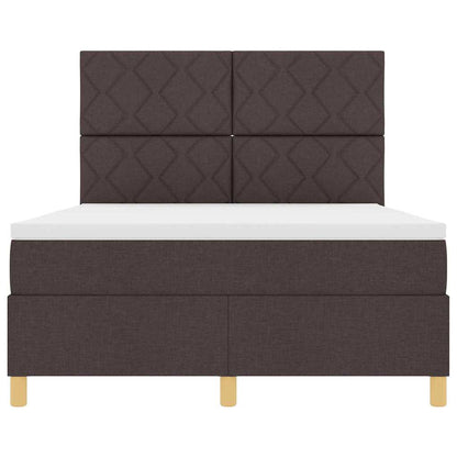 Boxspringbed met hoofdeinde Donkerbruin 140 x 200 cm Stof