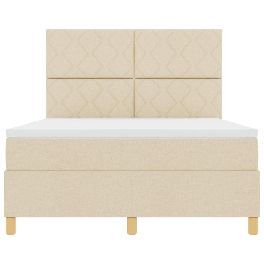 Boxspringbed met hoofdeinde Crème 140 x 200 cm Stof