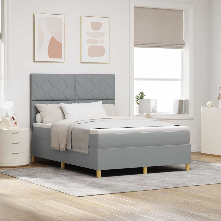 Boxspringbed met matras Lichtgrijs 160 x 200 cm Stof