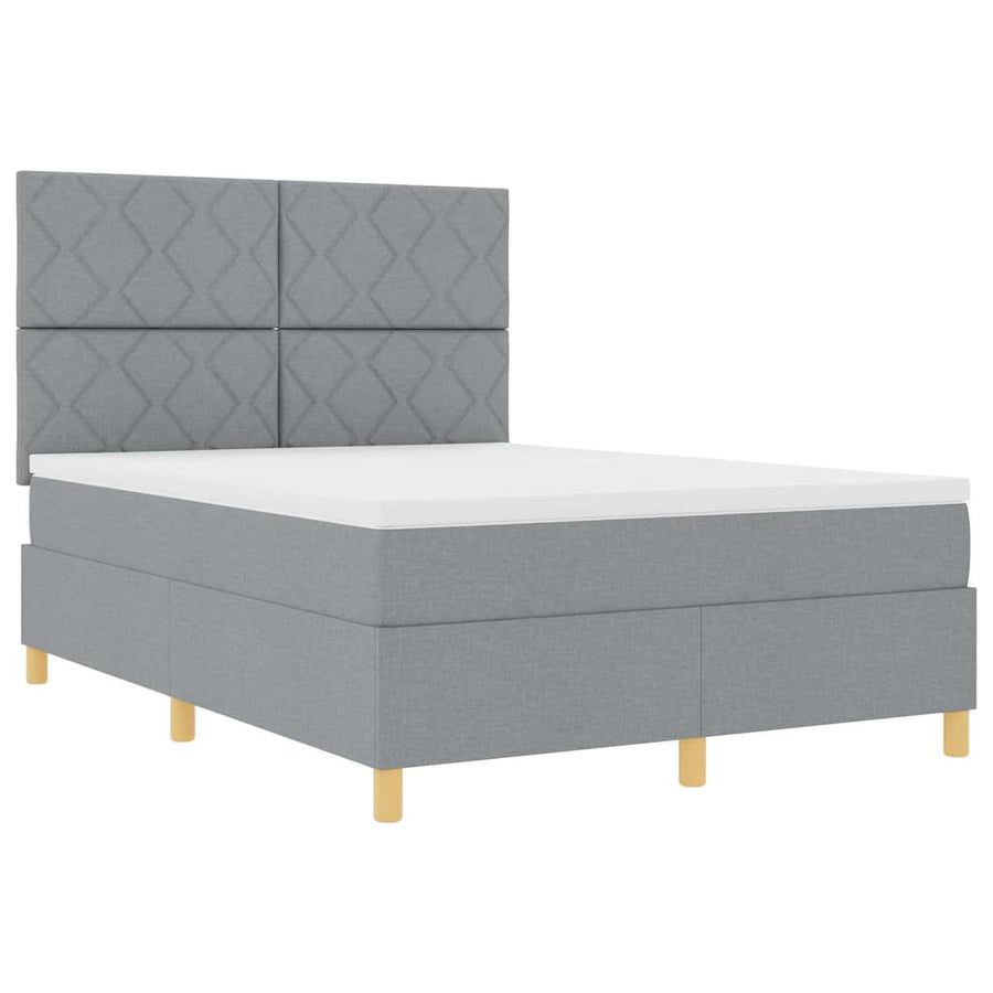 Boxspringbed met matras Lichtgrijs 160 x 200 cm Stof