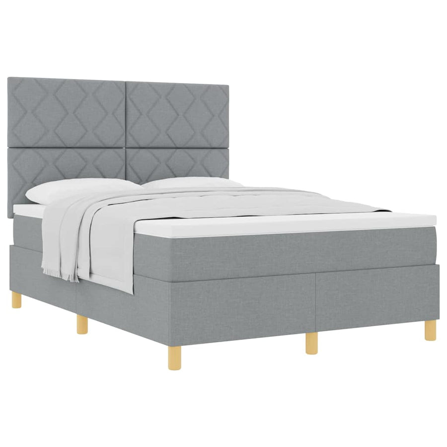 Boxspringbed met matras Lichtgrijs 160 x 200 cm Stof