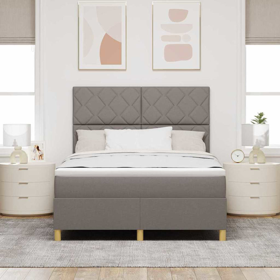 Boxspringbed met hoofdeinde Taupe 160 x 200 cm Stof