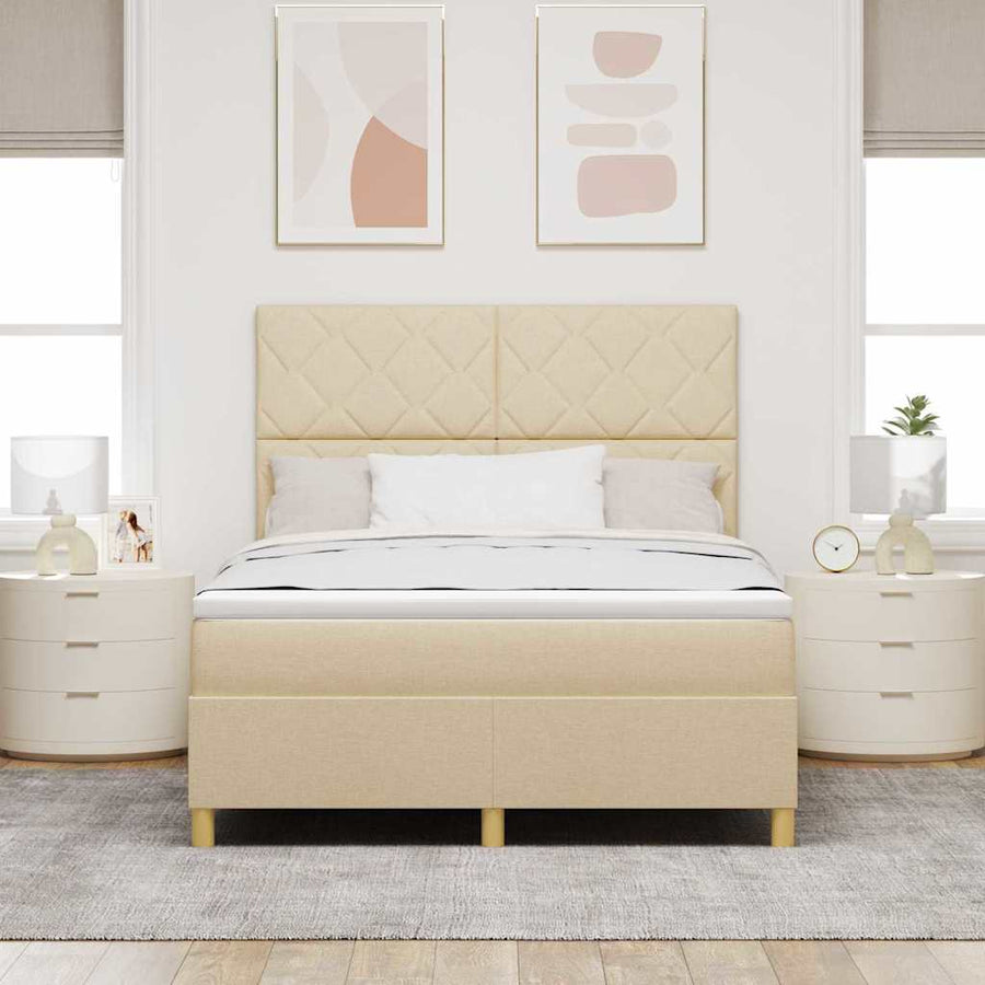Boxspringbed met matras met hoofdeinde Crème 160 x 200 cm Stof