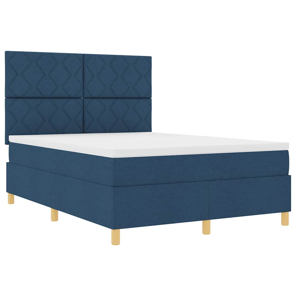 Boxspringbed met matras met hoofdeinde Blauw 160 x 200 cm Stof