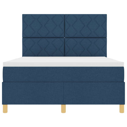 Boxspringbed met matras met hoofdeinde Blauw 160 x 200 cm Stof