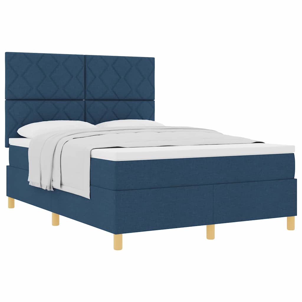 Boxspringbed met matras met hoofdeinde Blauw 160 x 200 cm Stof