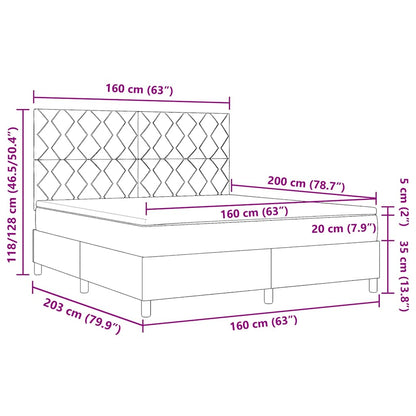 Boxspringbed met matras met hoofdeinde Blauw 160 x 200 cm Stof