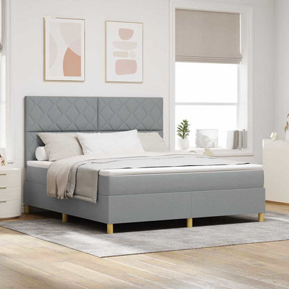 Boxspringbed met hoofdeinde Lichtgrijs 180 x 200 cm Stof