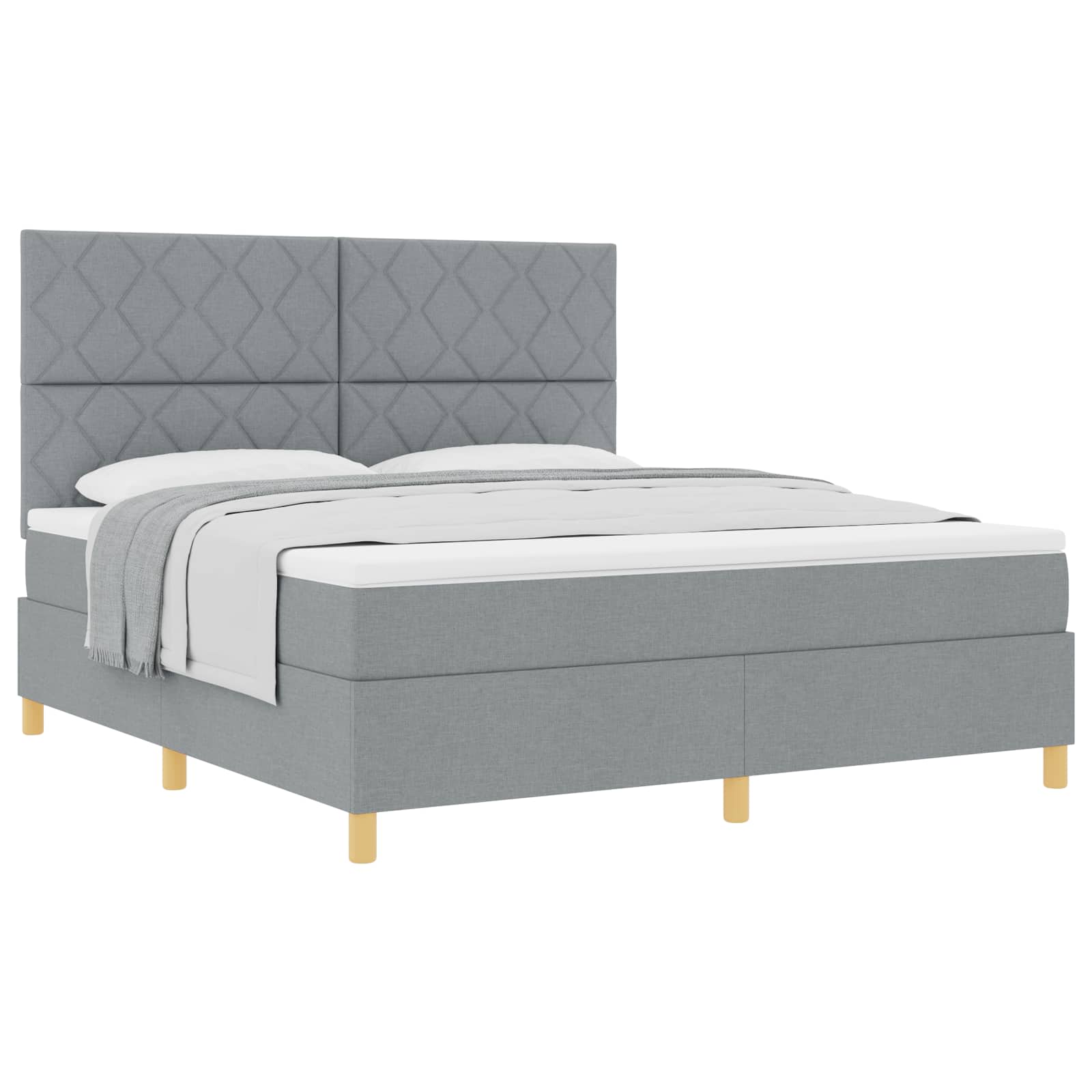 Boxspringbed met hoofdeinde Lichtgrijs 180 x 200 cm Stof