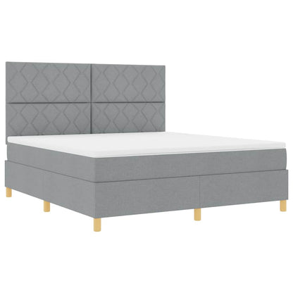 Boxspringbed met hoofdeinde Lichtgrijs 180 x 200 cm Stof