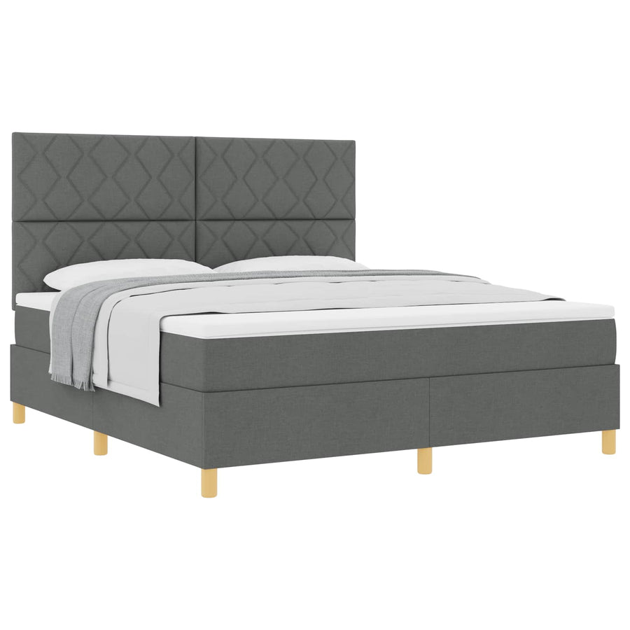 Boxspringbed met hoofdeinde Donkergrijs 180 x 200 cm Stof