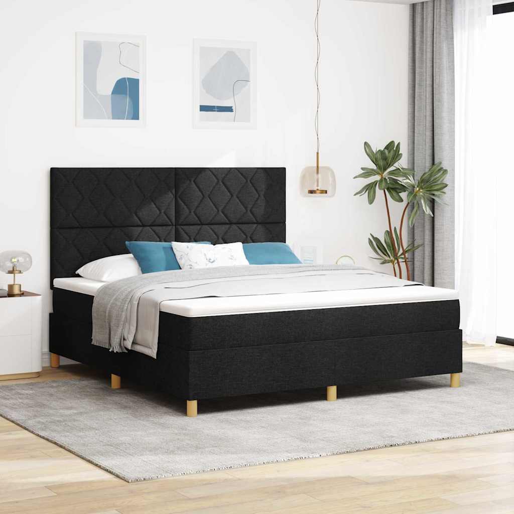 Boxspringbed met hoofdeinde Zwart 180 x 200 cm Stof