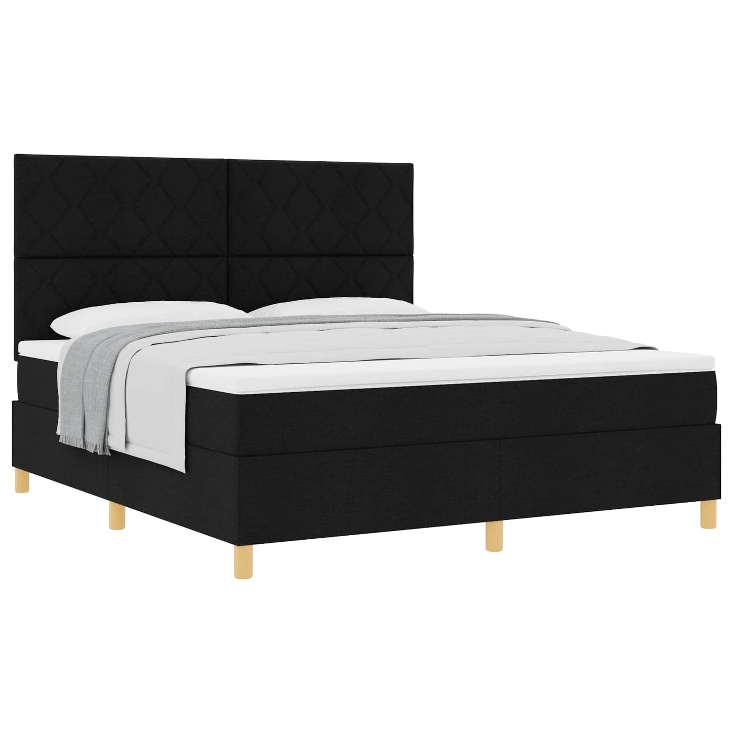Boxspringbed met hoofdeinde Zwart 180 x 200 cm Stof