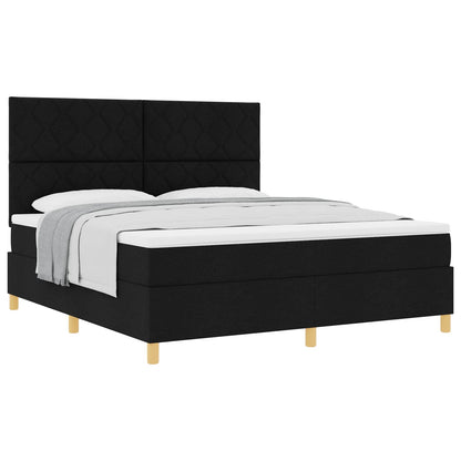 Boxspringbed met hoofdeinde Zwart 180 x 200 cm Stof