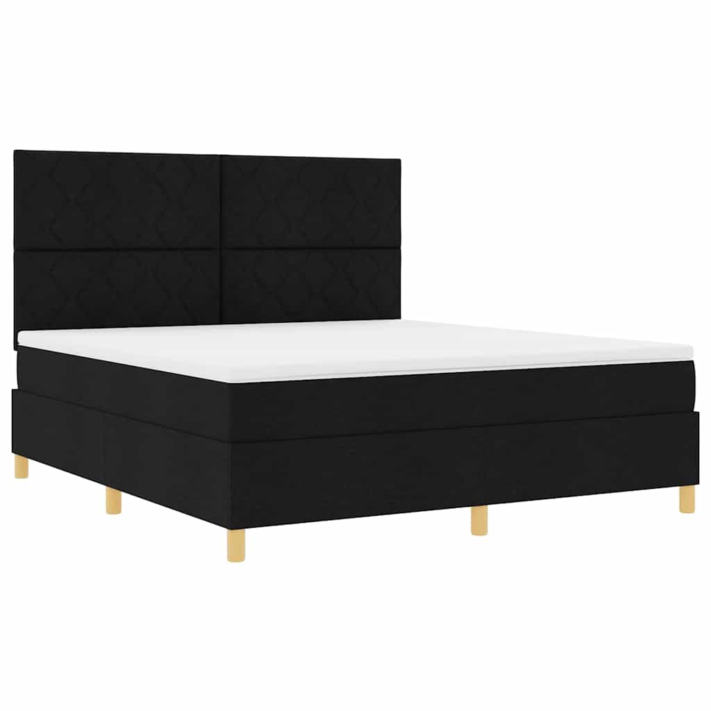 Boxspringbed met hoofdeinde Zwart 180 x 200 cm Stof