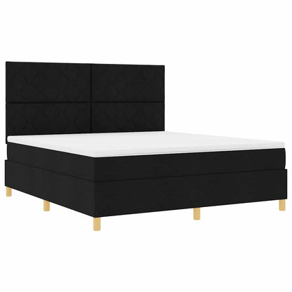 Boxspringbed met hoofdeinde Zwart 180 x 200 cm Stof