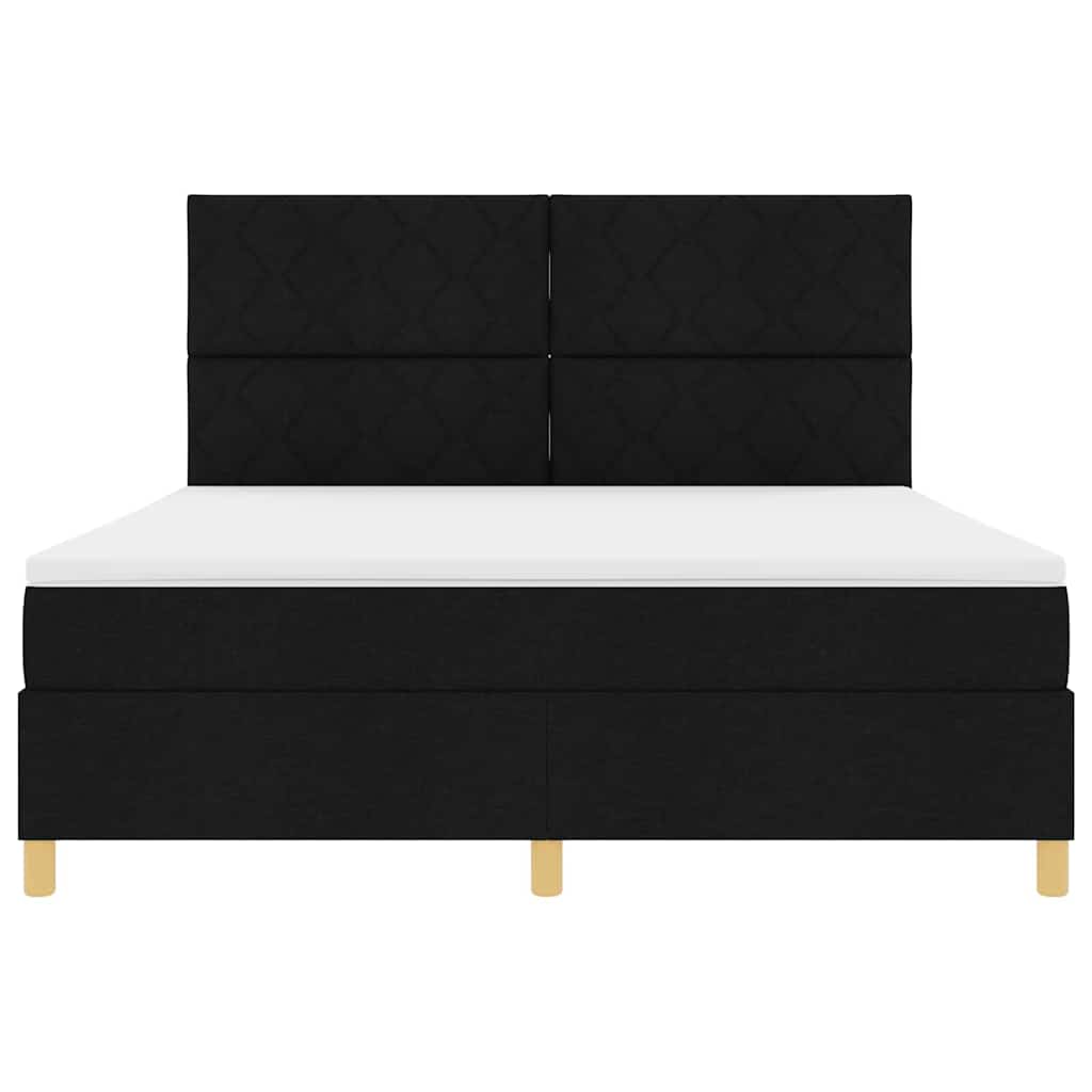 Boxspringbed met hoofdeinde Zwart 180 x 200 cm Stof