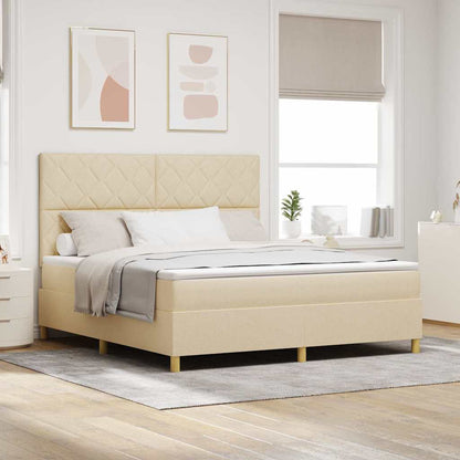 Boxspringbed met hoofdeinde Crème 180 x 200 cm Stof