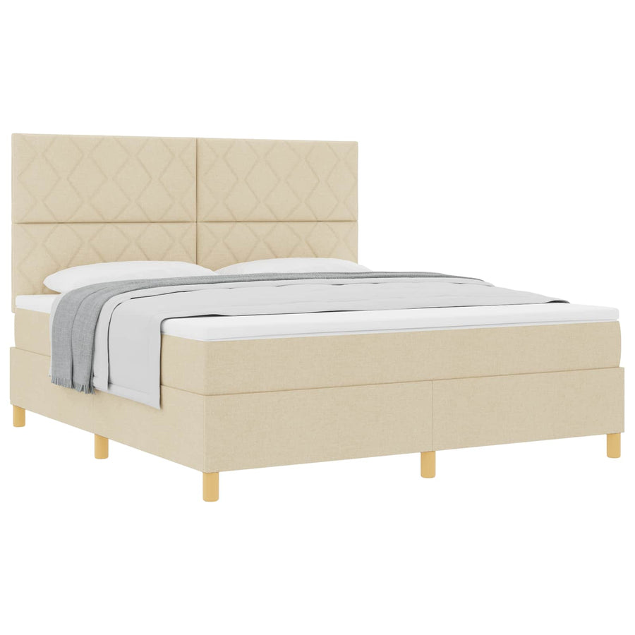 Boxspringbed met hoofdeinde Crème 180 x 200 cm Stof