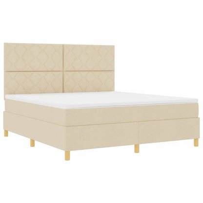 Boxspringbed met hoofdeinde Crème 180 x 200 cm Stof