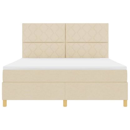 Boxspringbed met hoofdeinde Crème 180 x 200 cm Stof