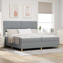 Boxspringbed met matras Lichtgrijs 200 x 200 cm Stof