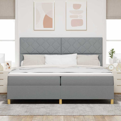 Boxspringbed met matras Lichtgrijs 200 x 200 cm Stof