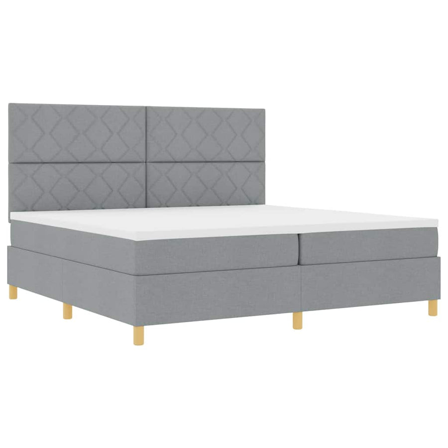 Boxspringbed met matras Lichtgrijs 200 x 200 cm Stof