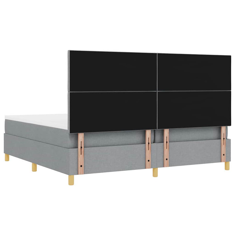 Boxspringbed met matras Lichtgrijs 200 x 200 cm Stof