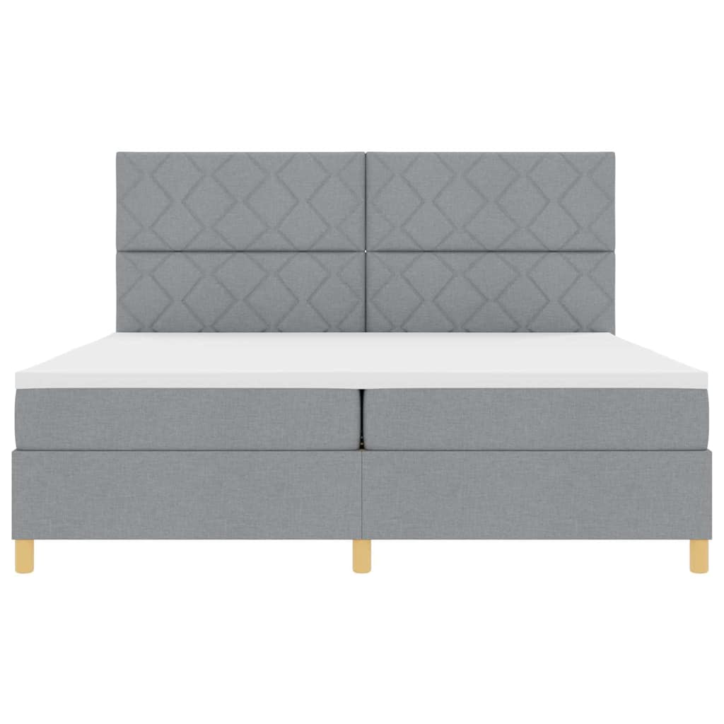 Boxspringbed met matras Lichtgrijs 200 x 200 cm Stof