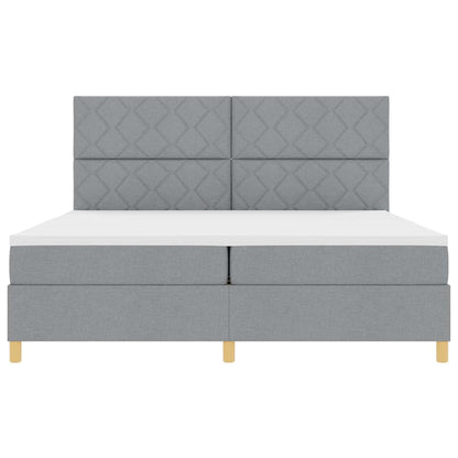 Boxspringbed met matras Lichtgrijs 200 x 200 cm Stof