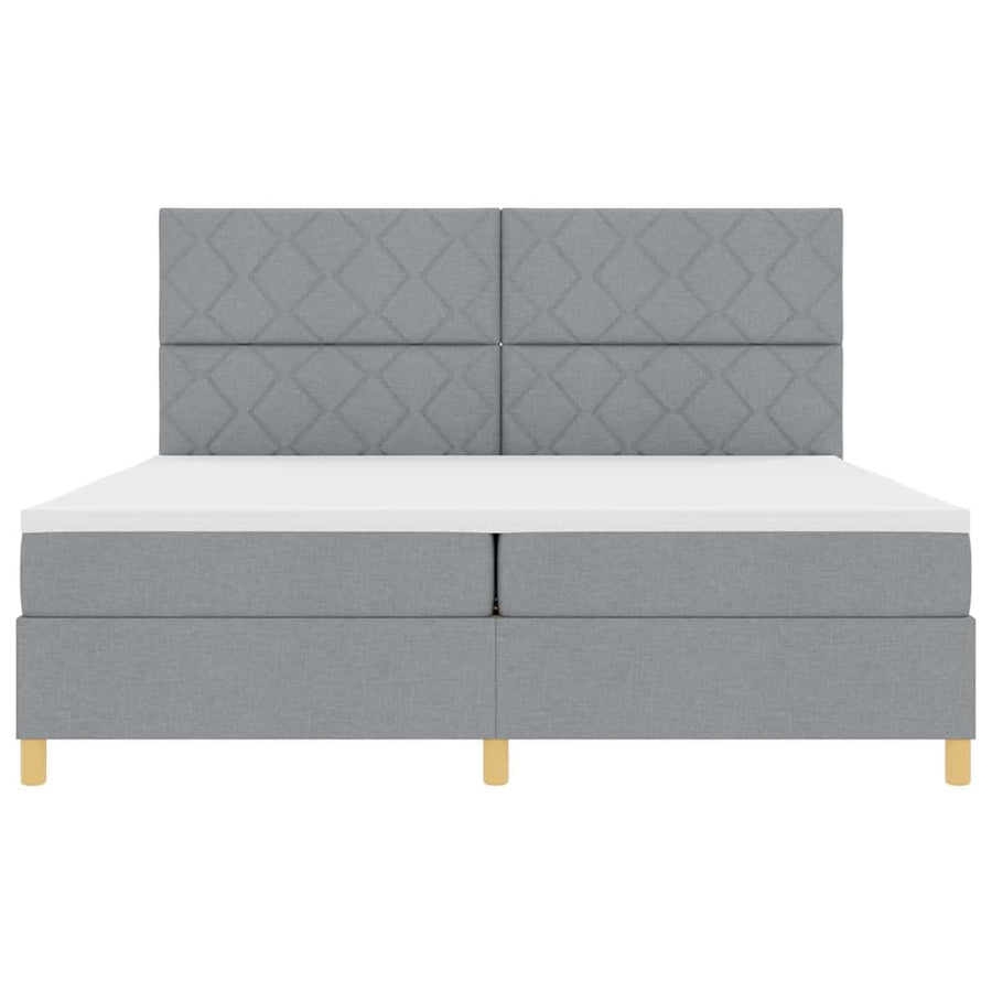 Boxspringbed met matras Lichtgrijs 200 x 200 cm Stof