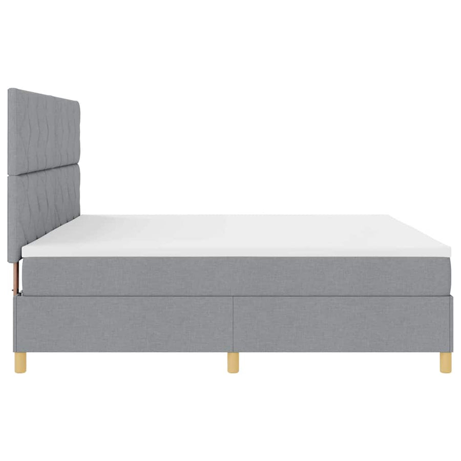 Boxspringbed met matras Lichtgrijs 200 x 200 cm Stof