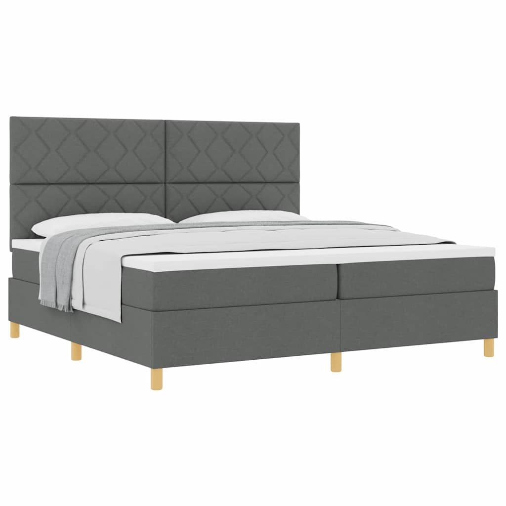 Boxspring bed met hoofdeinde Donkergrijs 200 x 200 cm Stof