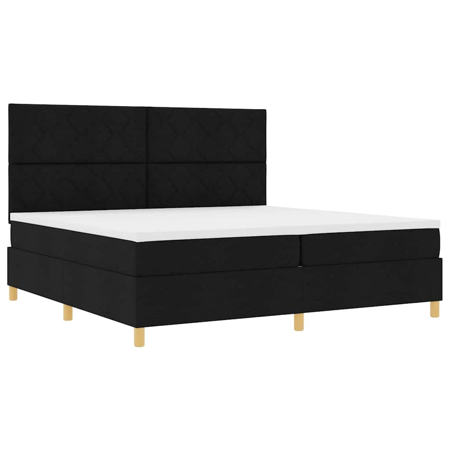 Boxspring bed met hoofdeinde Zwart 200 x 200 cm Stof