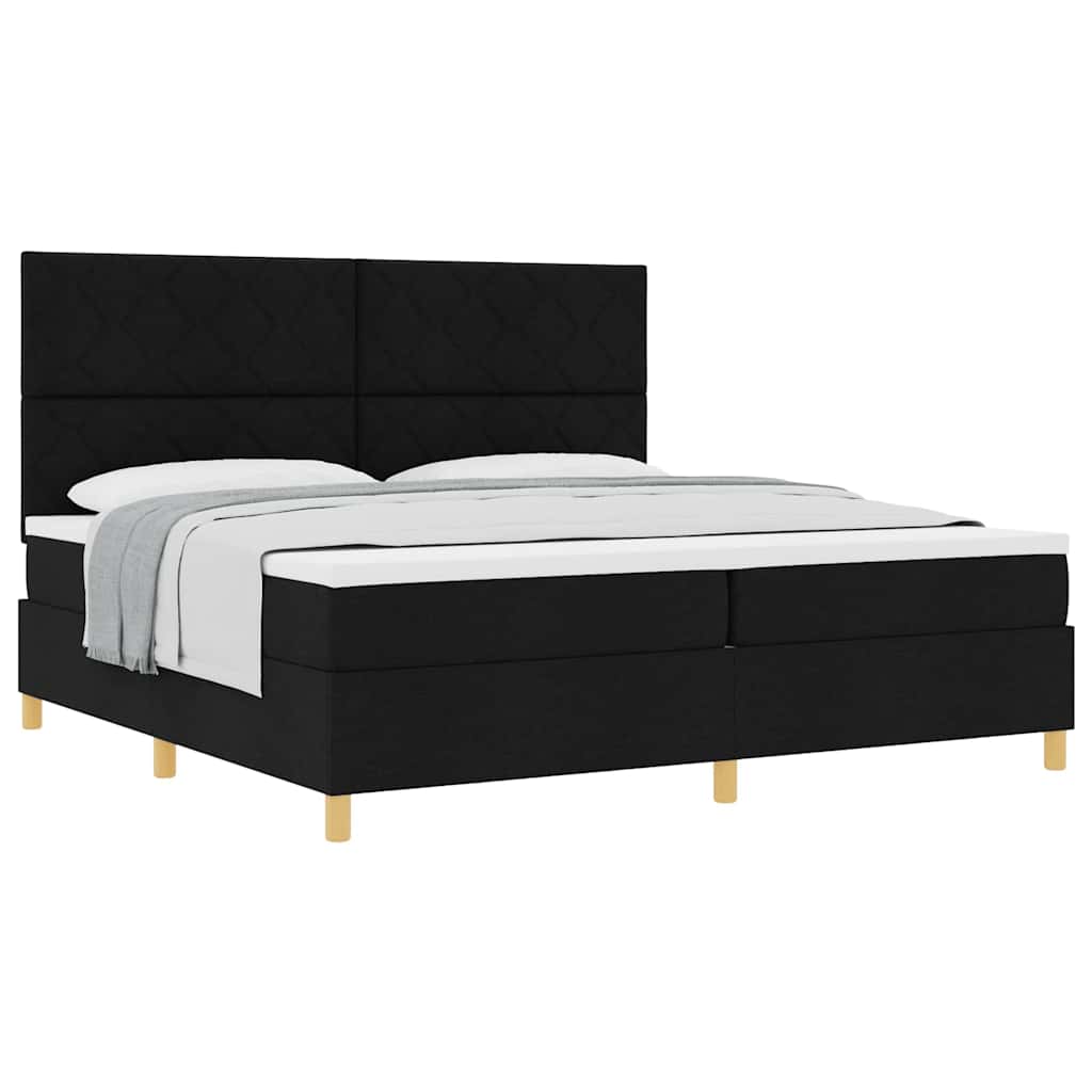 Boxspring bed met hoofdeinde Zwart 200 x 200 cm Stof