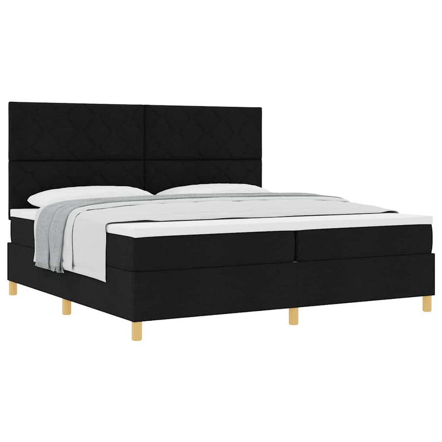 Boxspring bed met hoofdeinde Zwart 200 x 200 cm Stof