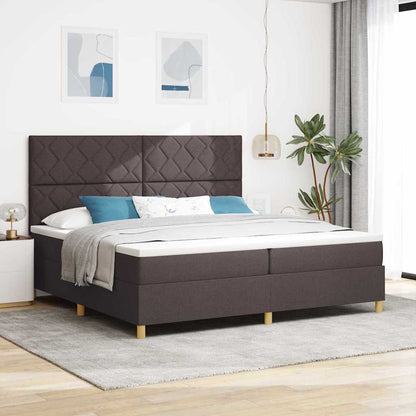 Boxspringbed met matras Donkerbruin 200 x 200 cm Stof