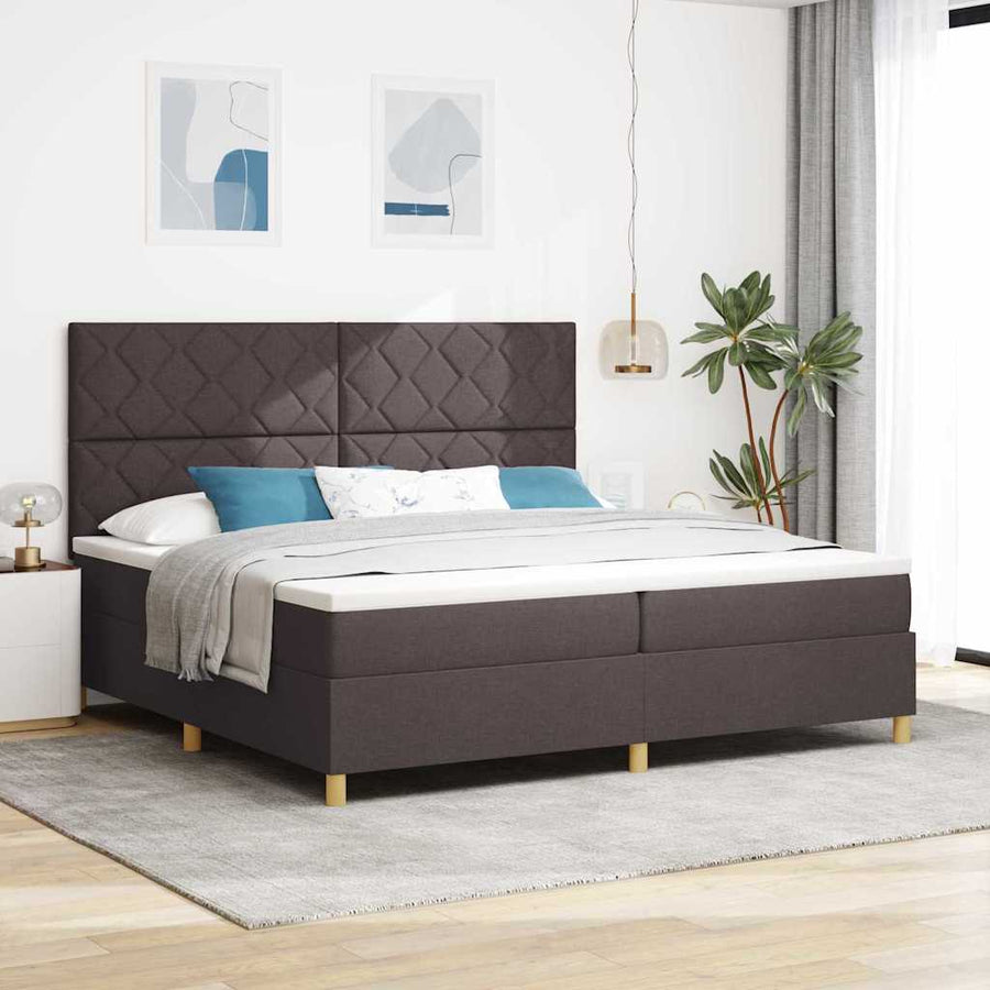 Boxspringbed met matras Donkerbruin 200 x 200 cm Stof