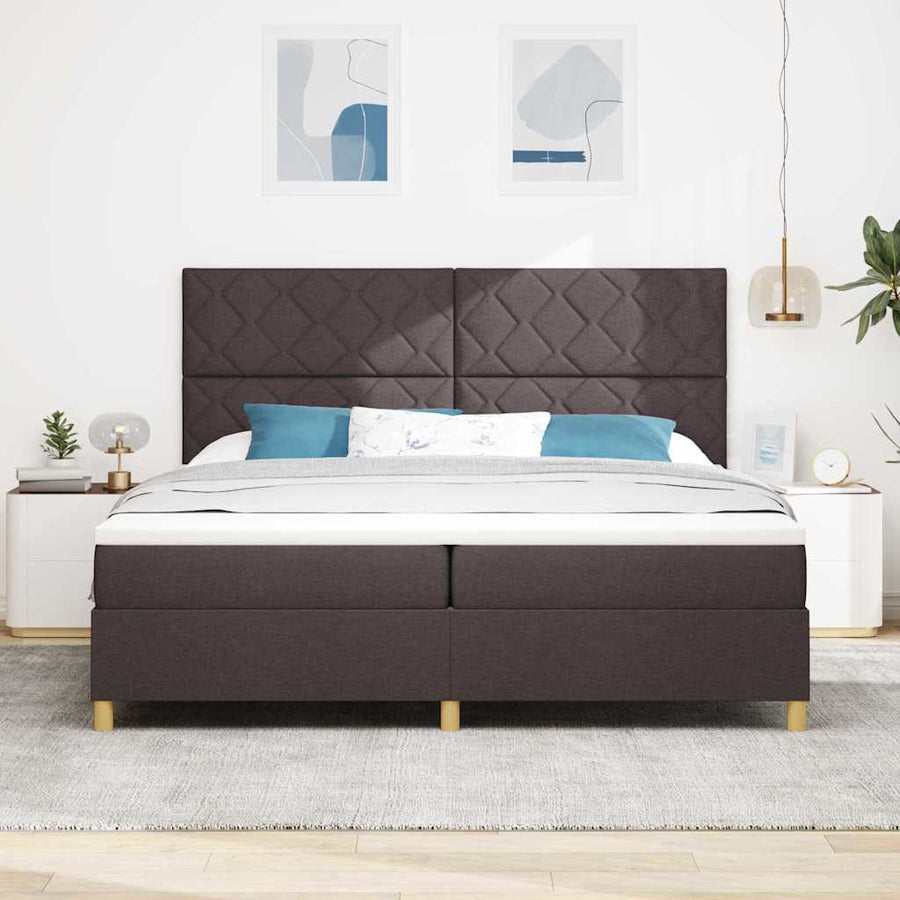 Boxspringbed met matras Donkerbruin 200 x 200 cm Stof