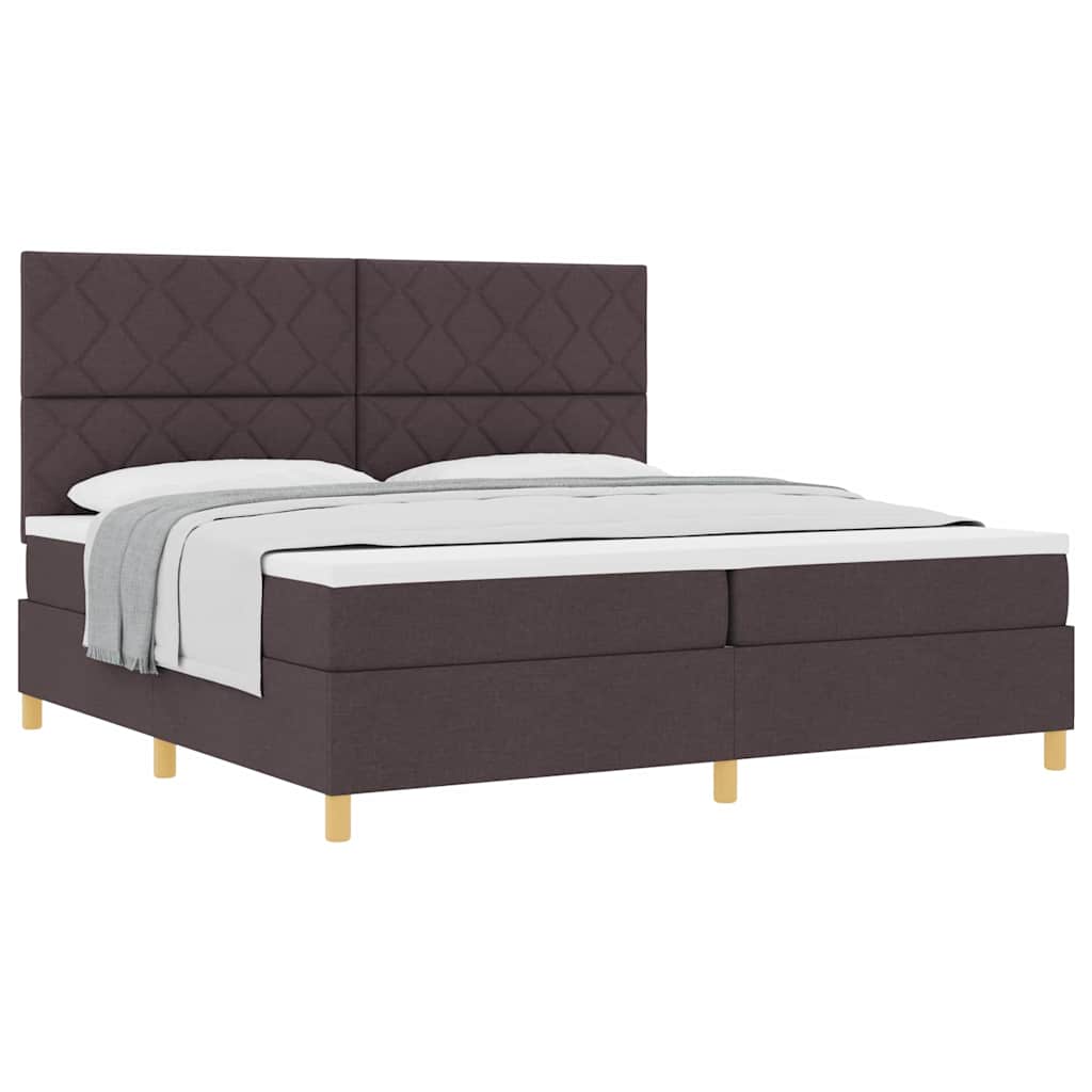 Boxspringbed met matras Donkerbruin 200 x 200 cm Stof
