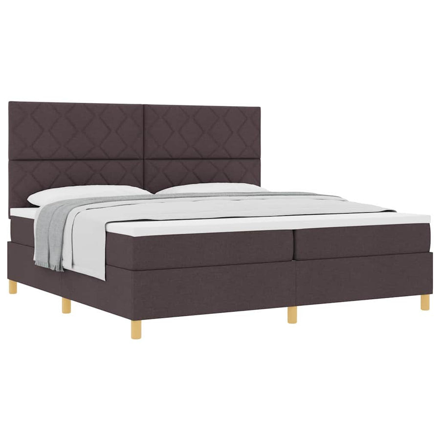 Boxspringbed met matras Donkerbruin 200 x 200 cm Stof
