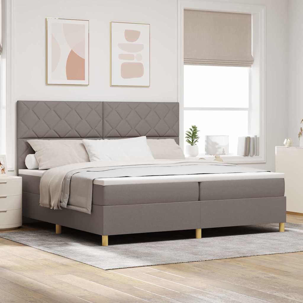 Boxspringbed met hoofdeinde Taupe 200 x 200 cm Stof