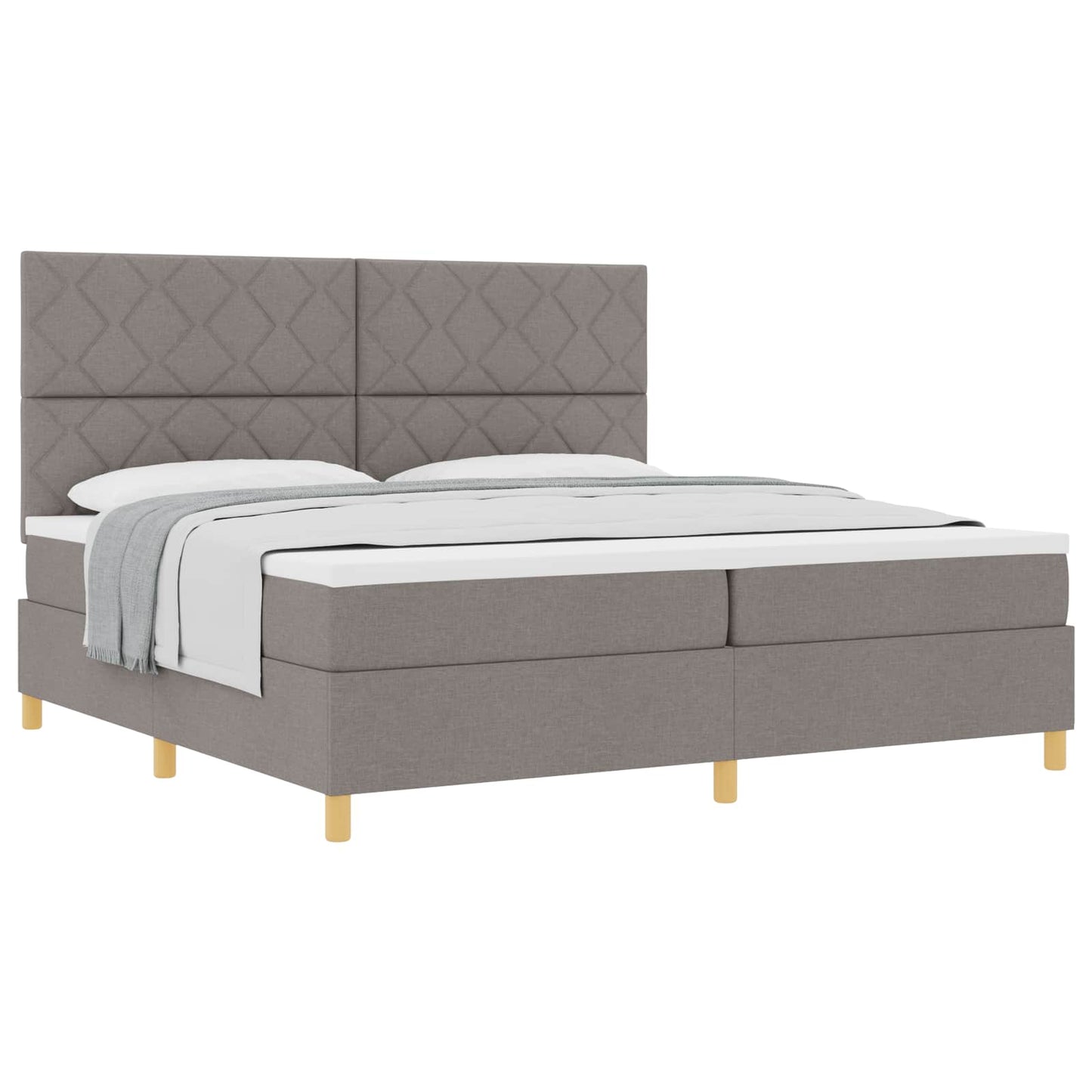 Boxspringbed met hoofdeinde Taupe 200 x 200 cm Stof