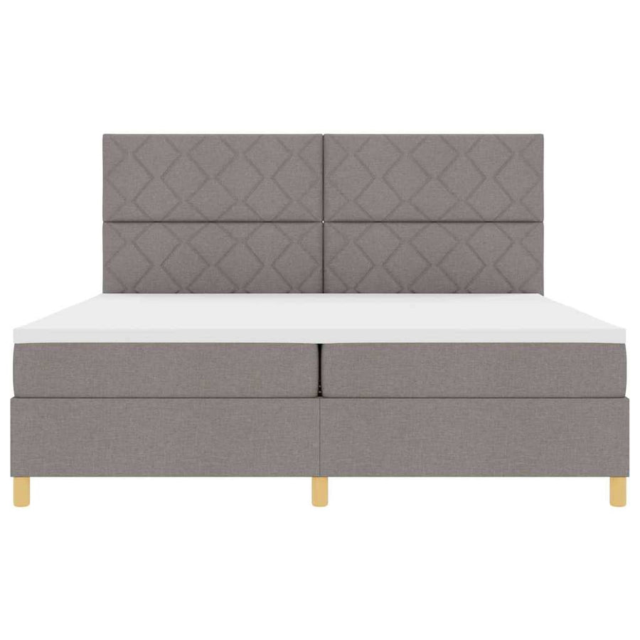 Boxspringbed met hoofdeinde Taupe 200 x 200 cm Stof