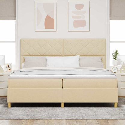 Boxspring bed met hoofdeinde Crème 200 x 200 cm Stof
