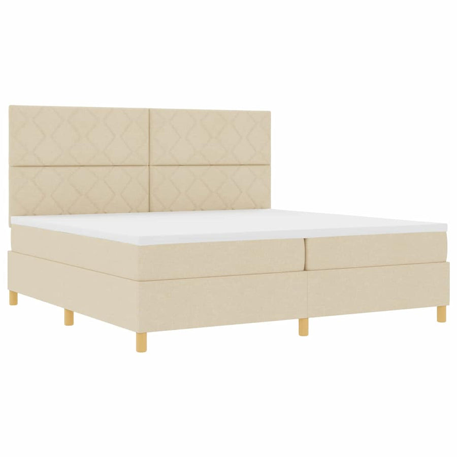Boxspring bed met hoofdeinde Crème 200 x 200 cm Stof