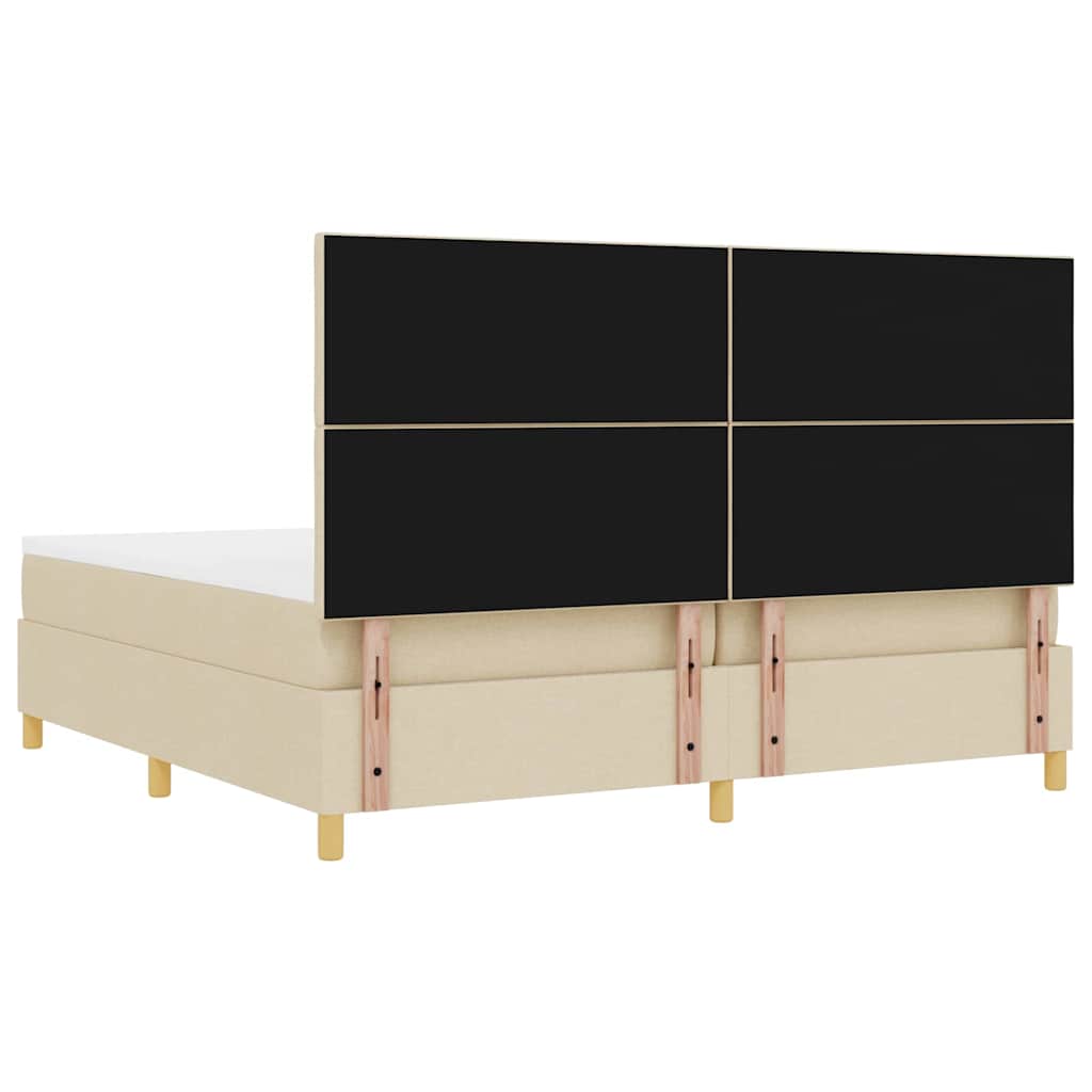 Boxspring bed met hoofdeinde Crème 200 x 200 cm Stof