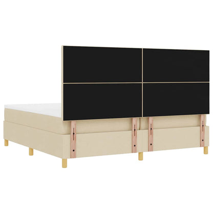 Boxspring bed met hoofdeinde Crème 200 x 200 cm Stof